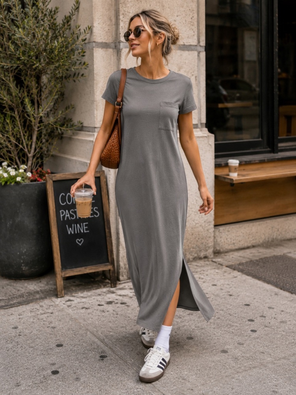 Madewell Gray Cotton Maxi T Shirt Dress Women’s Medium Casual Minimalist